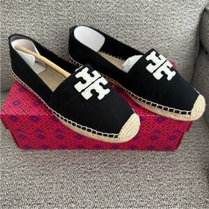 🦋 NET Tory Burch  Canvas Leather Espadrille Shoes 9.5